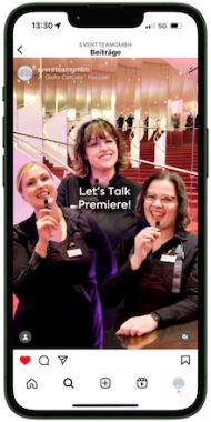 Handy Screenshot von dem Instagram Beitrag von eventteam zur Premiere von "undJulia" im Stage Operettenhaus Hamburg