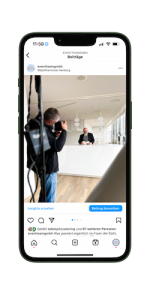 Handy mit einem Instagram Beitrag von eventteam